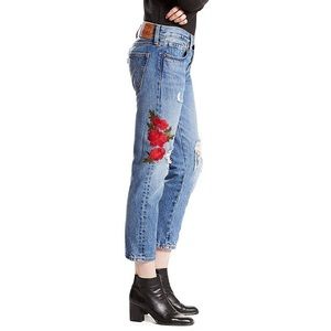 Levi’s 501 embroidered straight leg crop jeans W25